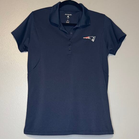 Antigua Medium Polo Navy Athletic Top New England Patriots Football Golf Tennis - Picture 1 of 5